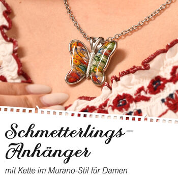 Schmetterlings-Anh&auml;nger mit 60cm Kette im Murano-Stil