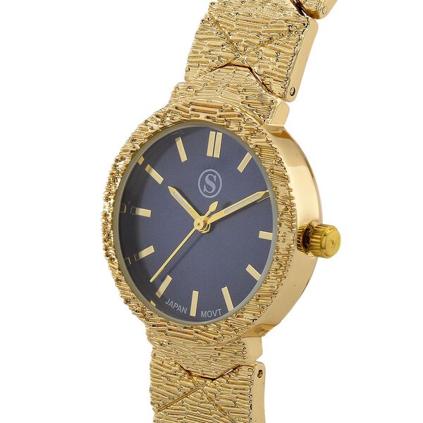 STRADA - Japanisches Uhrwerk, Marineblaues Zifferblatt mit goldplattiertem Alloy Armband, 20 cm image number 4