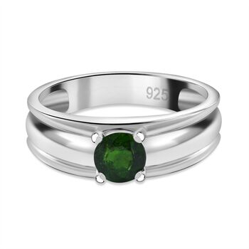 Nat&uuml;rlicher Chromdiopsid Ring, 925 Silber rhodiniert (Gr&ouml;&szlig;e 20.00) ca. 0.55 ct