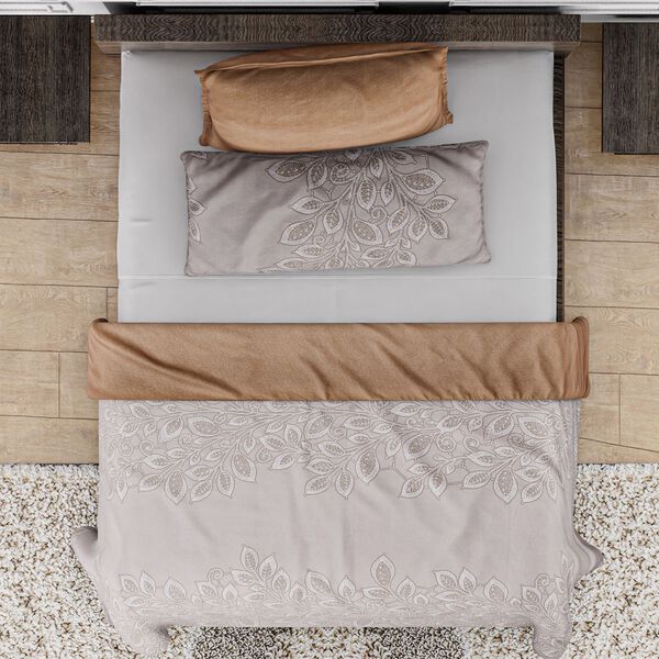 6-teiliges Set: antibakterielle, antiallergische Mikrofaser-Bettw&auml;sche, Blattmuster, Karamell image number 3