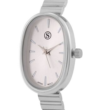 STRADA - Elegante Armbanduhr mit Japanischem PC21S Werk, Stahlsonnenschliff-Zifferblatt und Edelstahlarmband, Reiner Edelstahl, 19 cm