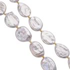 Weiße Keshi Perlen Halskette, ca. 50 cm, 925 Silber vergoldet image number 3