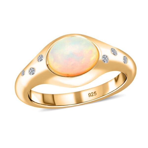 Nat&uuml;rlicher, &auml;thiopischer Opal und Zirkon-Ring - 1,57 ct. image number 5