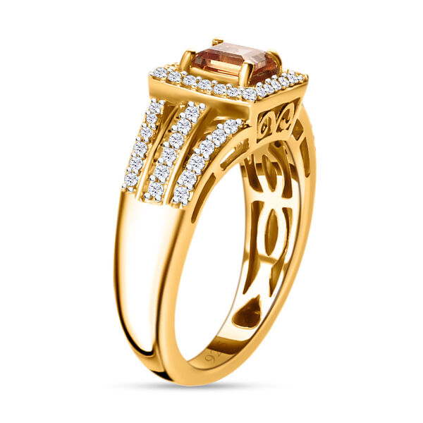 Golden kaiserlicher Topas und Zirkon Ring 925 Silber 585 Vergoldet image number 6