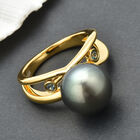 Tahiti Perlen und London Blau Topas-Ring, 925 Silber vergoldet  ca. 0,08 ct image number 2