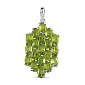 Nat&uuml;rlicher Peridot Anh&auml;nger, 925 Silber platiniert, ca. 7.45 ct