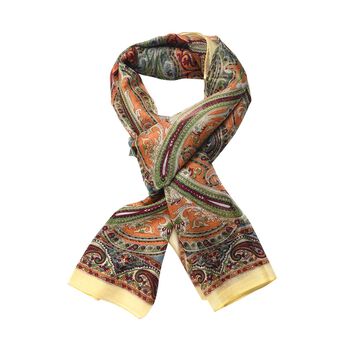 Bedruckter Satin-Seidenschal, 48x160cm, Cremefarben