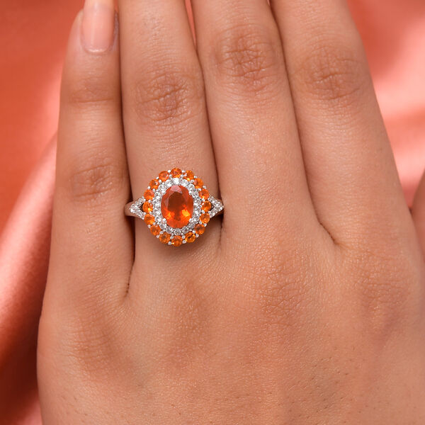 Mexikanischer Feueropal-Ring, 925 Silber platiniert  ca. 2,10 ct image number 3