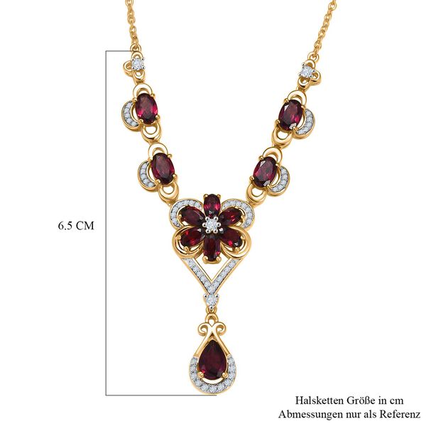 D'Joy Nat&uuml;rlicher Rhodolith Granat Halskette ca. 45 cm 925 Silber 750 Gelbgold Vermeil ca. 6.19 ct image number 4