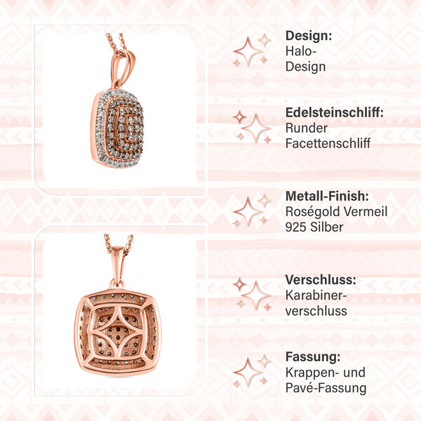 Art-déco weißer und Champagner-Diamant-Anhänger mit Kette- 0,75ct. image number 6