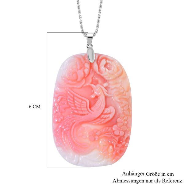 Geschnitzter rosa Königsmuschel Perle-Anhänger mit 50cm Kette, Phönix image number 5