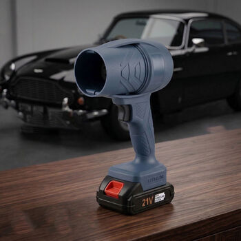 "Powerful dryer                                        Blowing dust, blowing snow, blowing leaves                                      Rated voltage :21v Blow speed: 38000pa Motor power :300W Switch method: Safety button Switch interface type :DC Power su