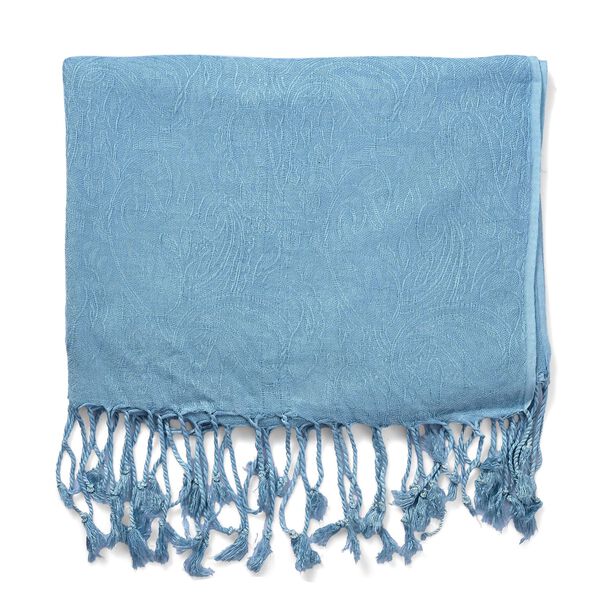 Jacquard-Schal aus Viskose und Geldbörse aus PU-Leder mit RFID-Schutz Hellblau image number 14