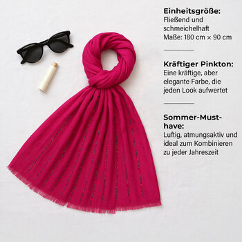 Perlenverzierter Schal, 50% Baumwolle 50% Viskose, 180x90cm, Rosa