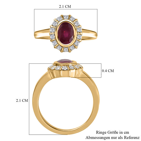 Fissure gefüllt Rubin und Zirkon Ring 925 Silber vergoldet  ca. 1,26 ct image number 7