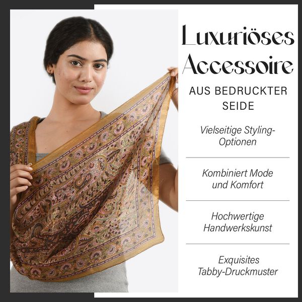 Eleganter Seidenschal in leuchtendem Senfgelb, 100% feinste Seide image number 2