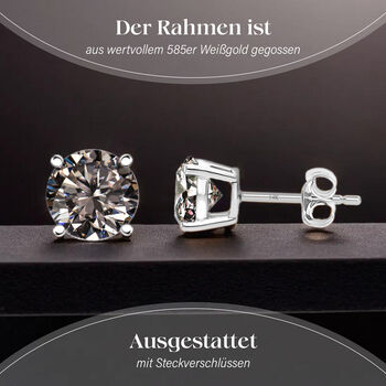LUXURIANT SGL zertifizierte VS-EF Labor Diamant Ohrstecker in 585 Wei&szlig;gold - 2 ct.