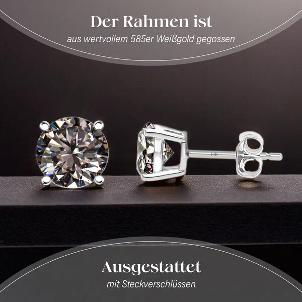 LUXURIANT SGL zertifizierte VS-EF Labor Diamant Ohrstecker in 585 Weißgold - 2 ct. image number 3