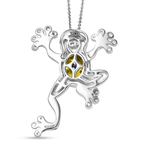 GP Trifono Kollektion- AAA Ouro Verde Quarz und Kanchanaburi blauer Saphir zweifarbiger Anhänger mit 50cm Kette - 3,53 ct. image number 6