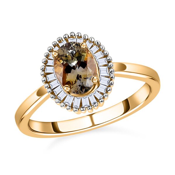 AA nat&uuml;rlicher goldener Tansanit und Diamant-Ring - 0,99 ct. image number 3