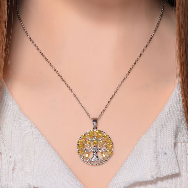 Gelber Zirkonia Halskette ca. 50 cm Messing image number 2