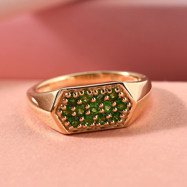 Nat&uuml;rlicher Chromdiopsid Ring 925 Silber vergoldet  ca. 0,68 ct image number 2