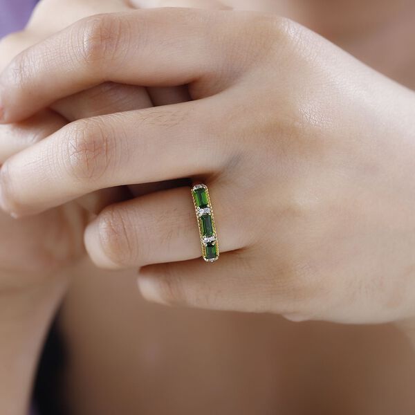 Natürlicher Chromdiopsid und Zirkon-Ring - 0,85 ct. image number 3