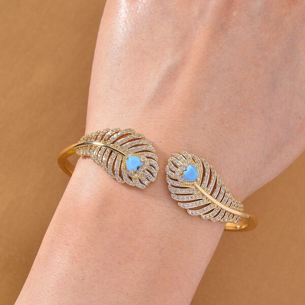 Blau Kristall, Weißer Zirkonia Armreif ca. 19 cm Nickelfreies Messing Standard image number 2