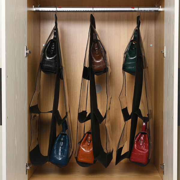 3er-Set h&auml;ngende Aufbewahrungstasche, Schwarz image number 2