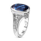 London Blau Topas und weißer Zirkon Ring, 925 Silber platiniert (Größe 18.00) ca. 8.63 ct image number 4