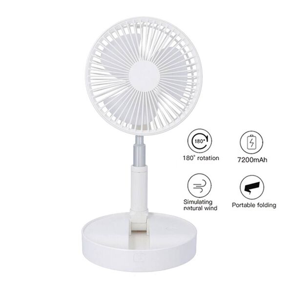 3-in-1 faltbarer Ventilator, 4 Geschwindigkeiten, Batterie inkl., Wei&szlig;&nbsp;