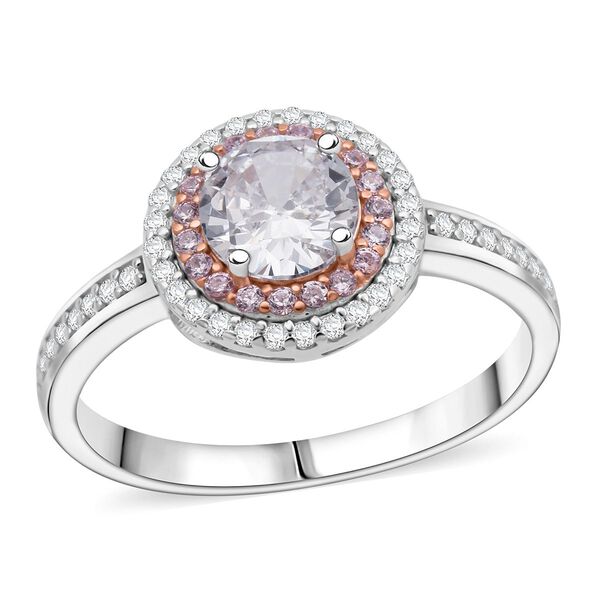 Lustro Stella Wei&szlig;er Zirkonia, Rosa Zirkonia Ring 925 Silber rhodiniert (Gr&ouml;&szlig;e 17.00) image number 3