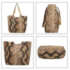 100% Genuine Leather Tote Bag Theme: Snake foil Print Color: Green & White Size: 14.56 x 3.74 x 8.66 inches  image number 4
