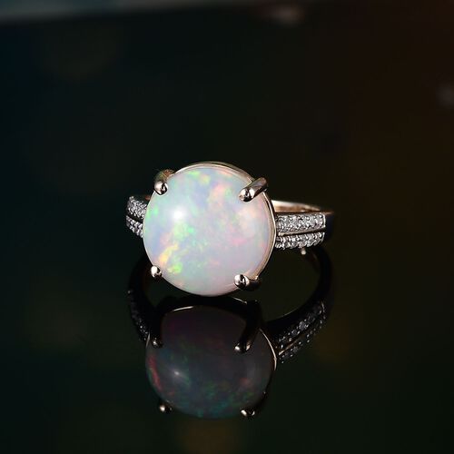 LUXURIANT DIAMOND- AAA Natürlicher, äthiopischer Welo Opal und Labor Diamant Ring in 375 Gold - 3,82 ct. image number 1