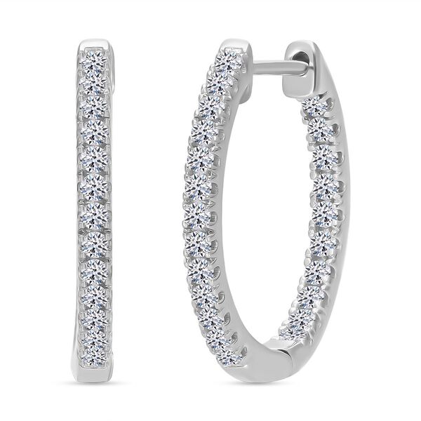 LUXURIANT SI-GH Labor Diamant Creolen, 925 Silber platiniert - 0,50 ct.