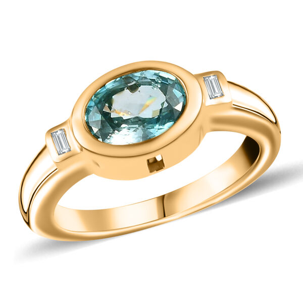 Blauer und Wei&szlig;er Zirkon Ring 925 Silber vergoldet  ca. 2,17 ct image number 4