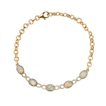 AA Nat&uuml;rlicher, &auml;thiopischer Welo Opal Armband ca. 18 cm 925 Silber Gelbgold Vermeil ca. 1,68 ct.