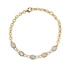 AA Natürlicher, äthiopischer Welo Opal Armband ca. 18 cm 925 Silber Gelbgold Vermeil ca. 1,68 ct.