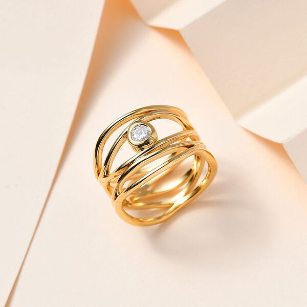 Moissanit Ring 925 Silber 750 Gelb Vermeil (Größe 20.00) ca. 0,23 ct image number 2