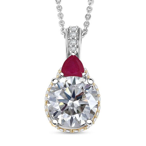 Moissanit, Niassa Rubin Schmuckset ca. 50 cm 925 Silber rhodiniert ca. 3.65 ct