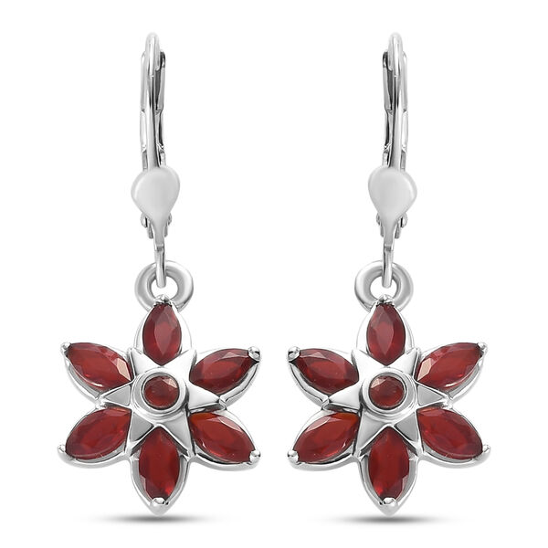 Mexikanische Kirschfeuer-Opal florale Ohrh&auml;nger in Silber