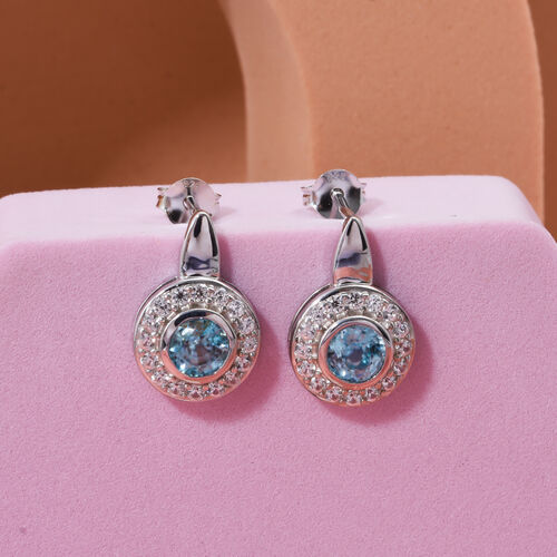 D'Joy AA Blauer Zirkon, Weißer Zirkon Ohrringe 925 Silber rhodiniert ca. 2,28 ct. image number 1