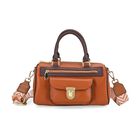 lifestyle-Color:Brown size/Profile: Crossbody bag:wall(exterior);Genuine Leather. Lining(interior):polyester Pockets(exterior):zipped-2;-Press button-1;Pockets(interior):Zipped-1 slip-1.Measurement(inch):10*5*5.3inch inch.Hand strap 4.7"inch. 53inch sho