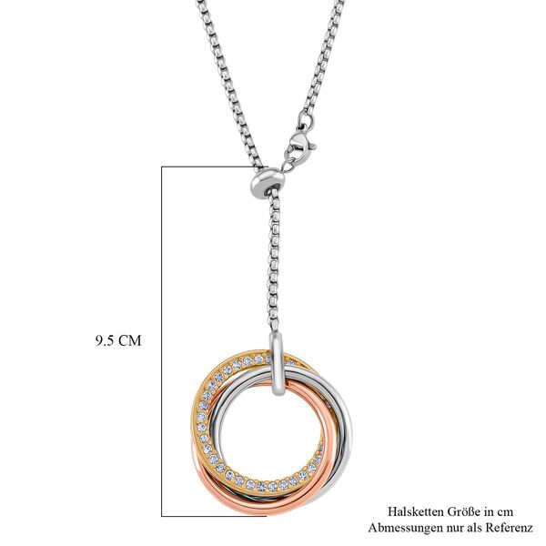 Weißer Kristall Halskette ca. Flexibles cm Reiner Edelstahl Tricolor image number 5