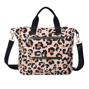 Leopardenmuster Schultertasche f&uuml;r Damen, Gr&ouml;&szlig;e 32x12x25 cm, Schwarz und Braun