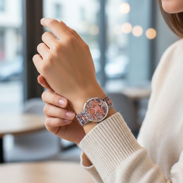 STRADA - Japanisches Uhrwerk, Flexible Uhr, Leopard image number 2