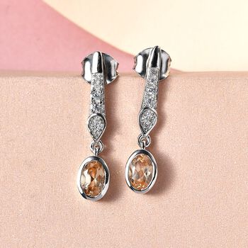 AA Ceylon kaiserliche Granat und wei&szlig;e Zirkon-Ohrh&auml;nger - 1,34 ct.