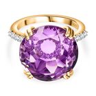 Rose De France Amethyst, Weißer Zirkon Ring 925 Silber vergoldet (Größe 18.00) ca. 15.65 ct