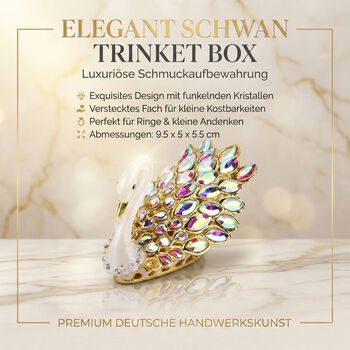 "Item#6015 Swan Trinket Storage Box Material:metal& synthetic crystal color: White size: 9.5*5*5.5CM"