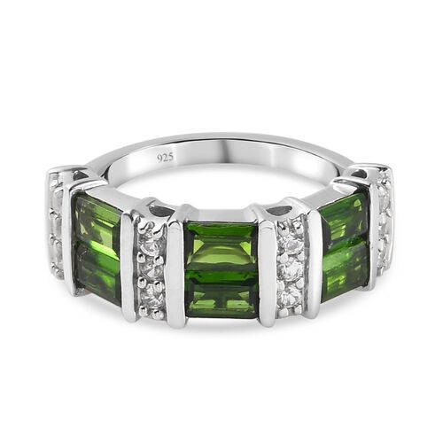 Natürlicher Chromdiopsid und Zirkon Ring 925 Silber platiniert  ca. 1,74 ct image number 0